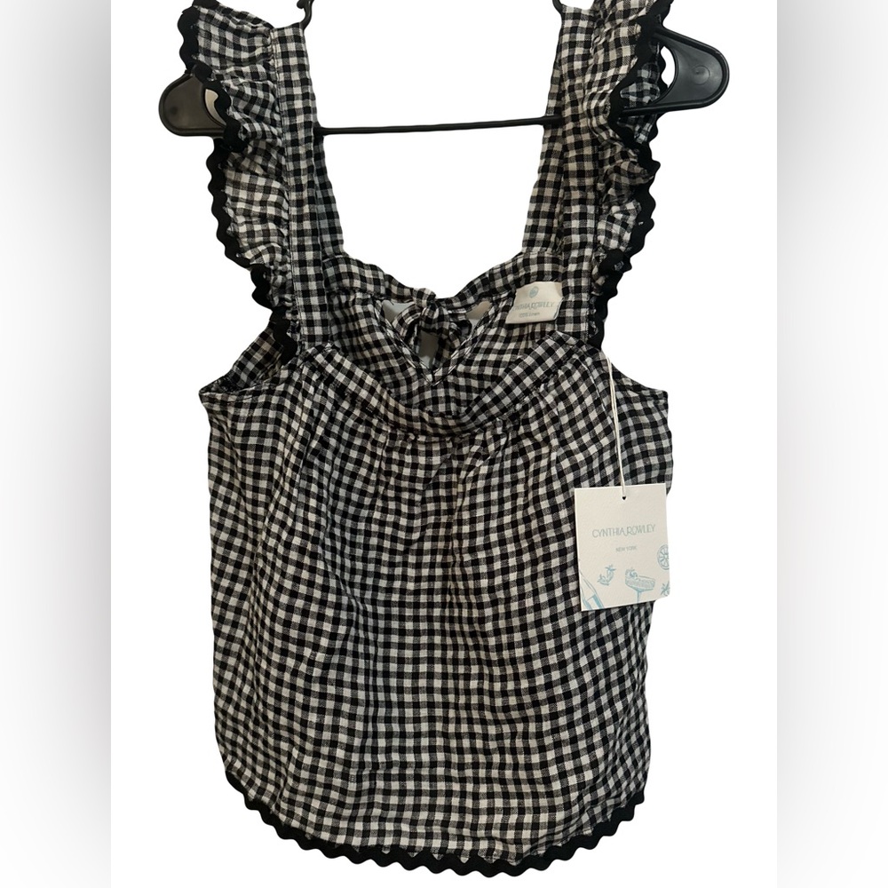 Cynthia Rowley Black and White Checkered Top